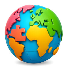 Colorful Puzzle Globe: World Map, Global Connection, International Collaboration