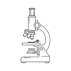 Scientific microscope illustration simple outline for medical research and education vector