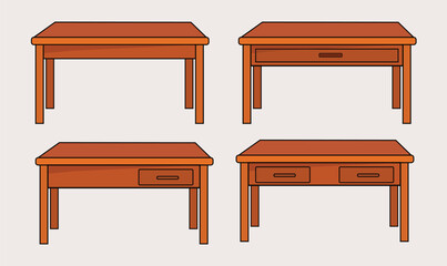 Luxurious Wooden tables design vector