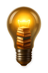 Illuminating Ideas: Books Inside a Glowing Lightbulb