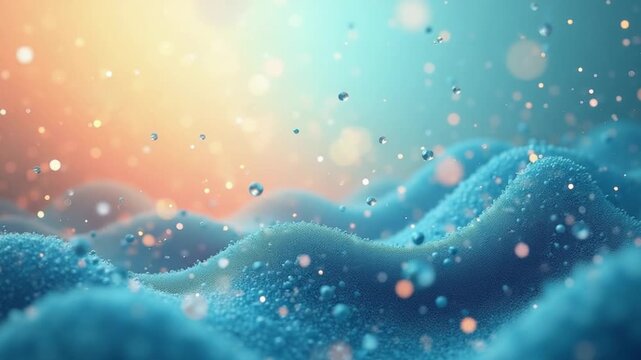 Deep Cerulean Cream Abstract colorful background with sparkling particles and smooth gradient waves animation.