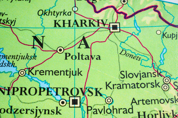 Kharkiv Poltava And Central Ukraine Map Close View.