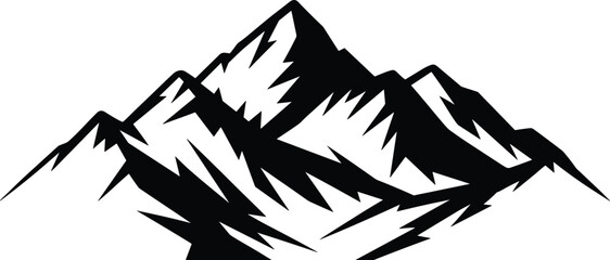 Mountain range silhouette, peak landscape, outdoor adventure, nature vector, rugged terrain, mountain icon, wilderness design, climbing symbol