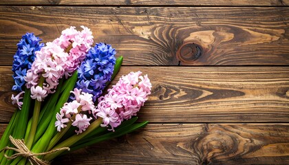 Spring Hyacinths on Wooden Planks