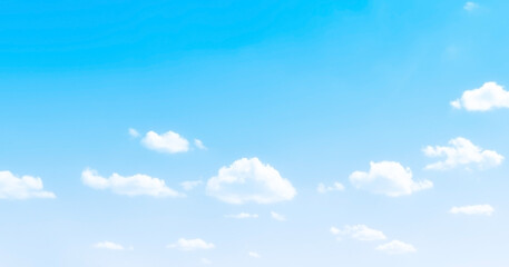 Blue sky with white fluffy cloud. Cumulus clouds background. Cloudscape morning sky. The concepts of freedom of life, never give up and positive though energy.