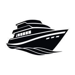 Luxury Yacht Silhouette Vector Modern Cruise Ship Illustration