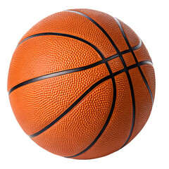 Orange basketball with black lines on a black background