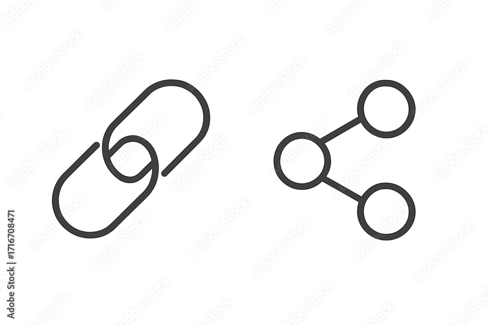 Aufkleber link and share line icon set. minimalist vector pictogram collection for web and app design. hyperli