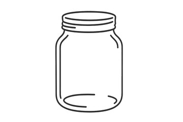 Glass jar line icon vector illustration. Empty mason jar for canning, preserving, and storage. Kitchenware container for jam, jelly, or pickles. Simple outline drawing.