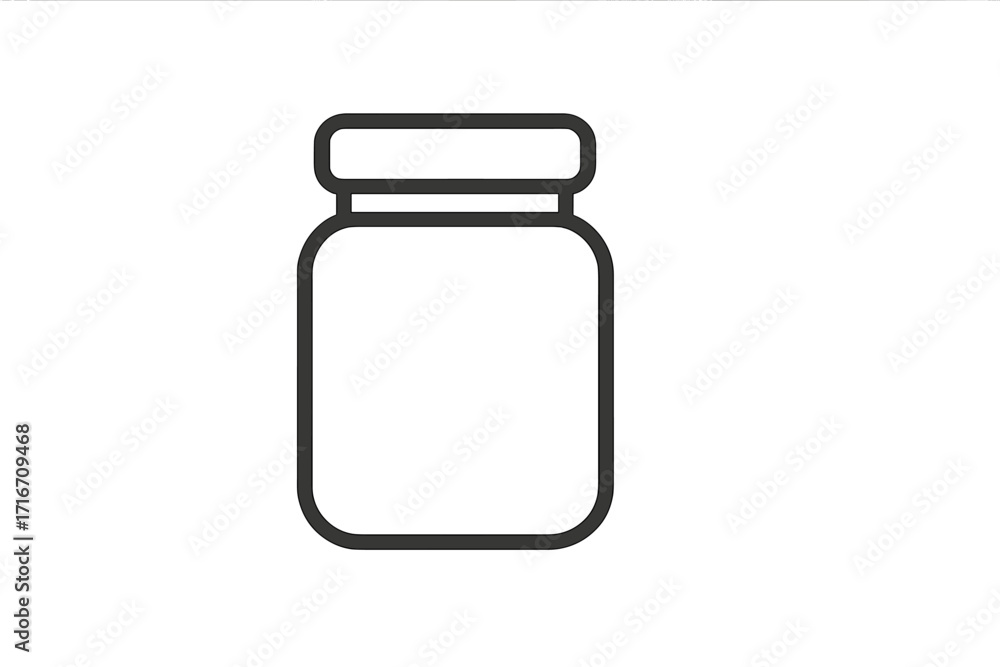 Aufkleber glass jar outline icon. vector line art illustration of a simple empty container for food storage. c