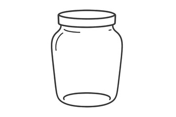 Glass jar line art vector icon. Empty container for jam, honey, or preserves. Kitchen pantry food storage concept. Homemade canning and preserving. Reusable eco friendly pot symbol.