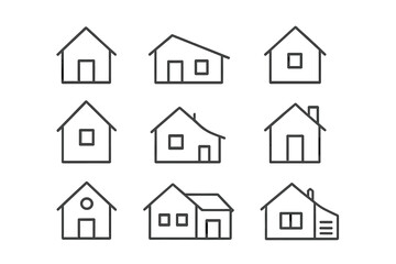 House line icon pack with editable stroke. Real estate and home symbol set. Minimal linear pictogram collection for web design, UI, UX, apps and homepage button. Vector.
