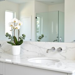 Elegant Bathroom with Orchid Plant Decor