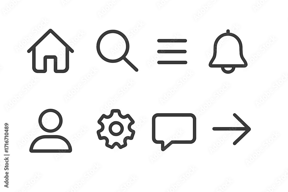 Poster minimalist interface line icon set. ui ux elements for web design and mobile apps. vector symbols: h