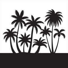 Fototapeta premium A vibrant tropical sunset with a palm tree silhouette on a beach, illustrating a perfect summer holiday paradise