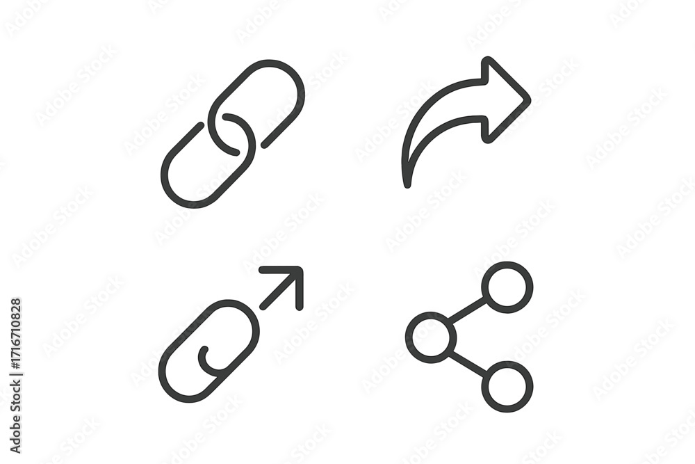 Aufkleber link and share line icon collection. vector set of hyperlink, connection, and network symbols. minim