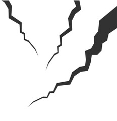 Cracked ground. Realistic crack texture crack. Rift on surface. Split terrain after earthquake. Crack on the wall or on the ice. vector