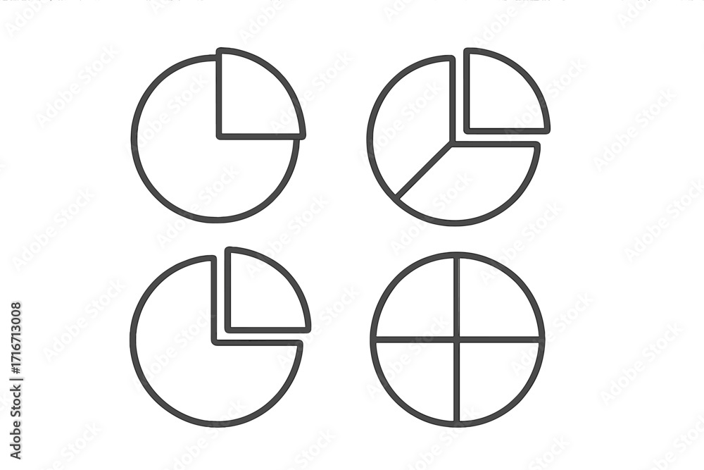 Fototapete pie chart icons set. vector graphic for business data analytics. simple diagram and graph symbols fo
