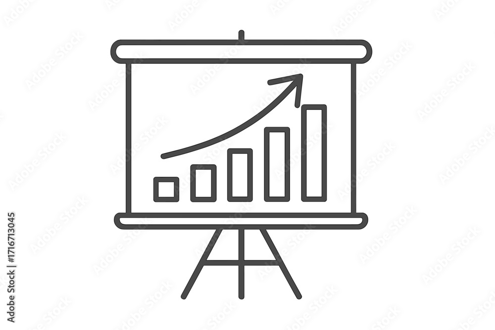 Aufkleber business presentation with growth chart vector icon. financial success graph with upward trend arrow