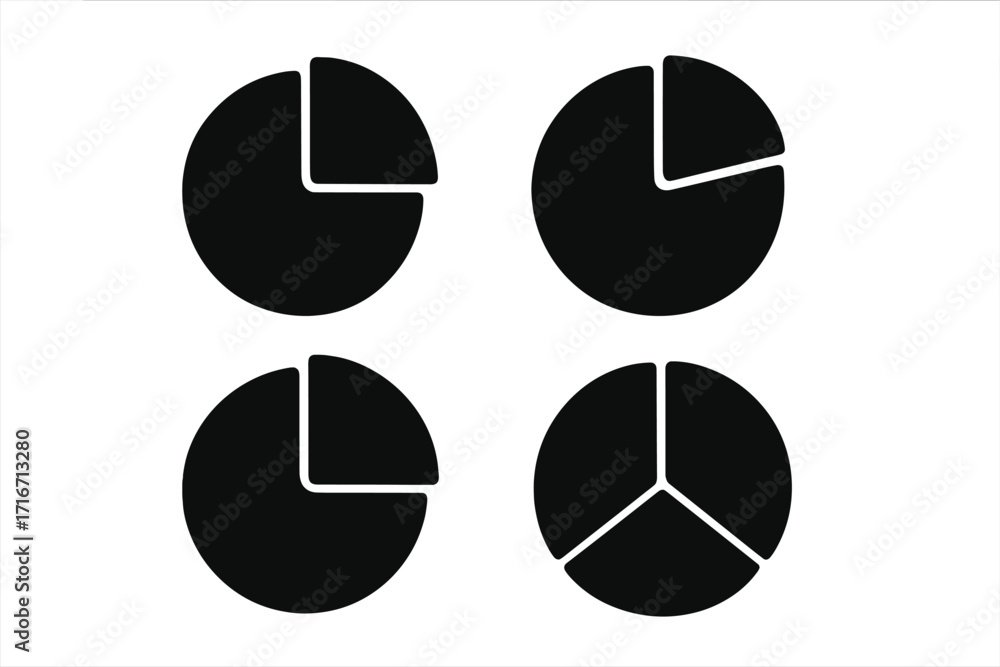 Fototapete set of pie chart icons for business data analysis and statistics. vector silhouette graph collection