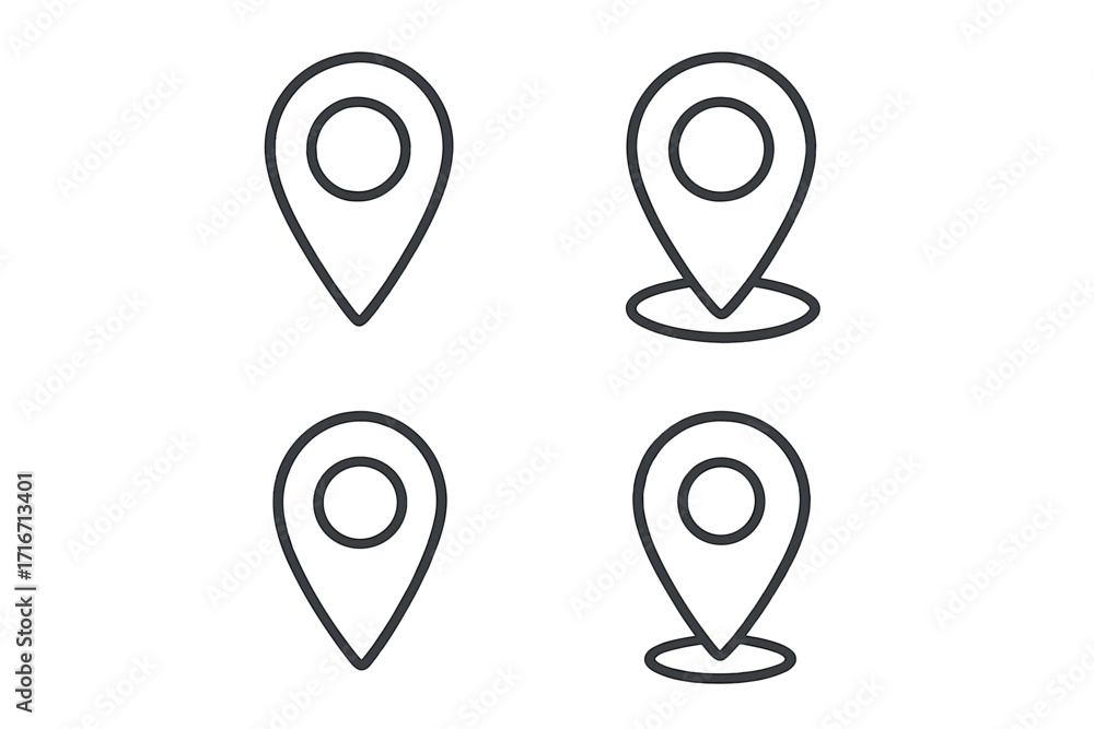 Aufkleber vector location pin icon set. minimalist outline map pointer collection. gps navigation marker symbo
