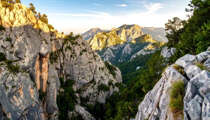 Mountain vista from a craggy peak