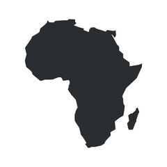 Detailed Silhouette of the African Continent, Geographical Outline on Transparent Field