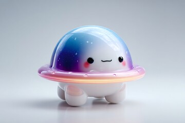 Fototapeta premium Cute alien spaceship character exploring space concept
