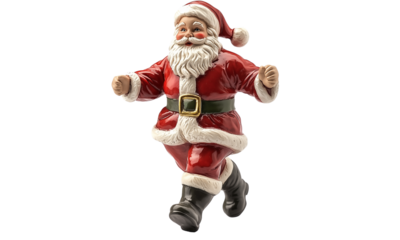 Festive christmas  santa figurines holiday decor vintage style indoor setting close-up view cheerful atmosphere