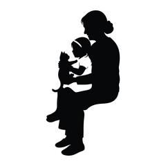 Woman holding child with cat silhouette baby