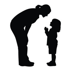 Woman talking to child silhouette listening