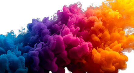 Obraz premium Colorful ink cloud explosion isolated on transparent background