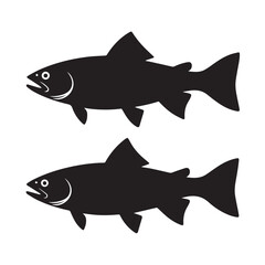 Black and White Fishing Logo Graphic