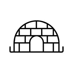 Traditional igloo structure in simple line illustration representing Winter  