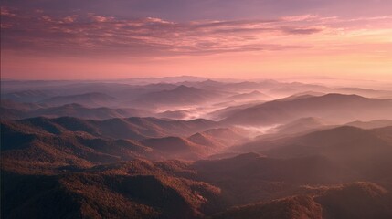 Fototapeta premium Blue Ridge Mountains at Sunrise with Mist 