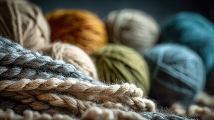 Colorful Yarn Balls and Wool Knitting Threads
