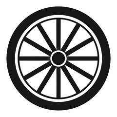Obraz premium Vintage Wagon Wheel Black and White Graphic Illustration with Spokes and Rim Design