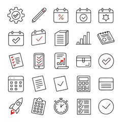 document icons set  black and white