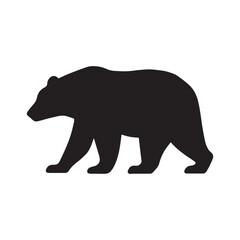 Black bear silhouette isolated on white background