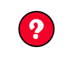 question mark button, red question mark icon. Isolated on transparent background.
