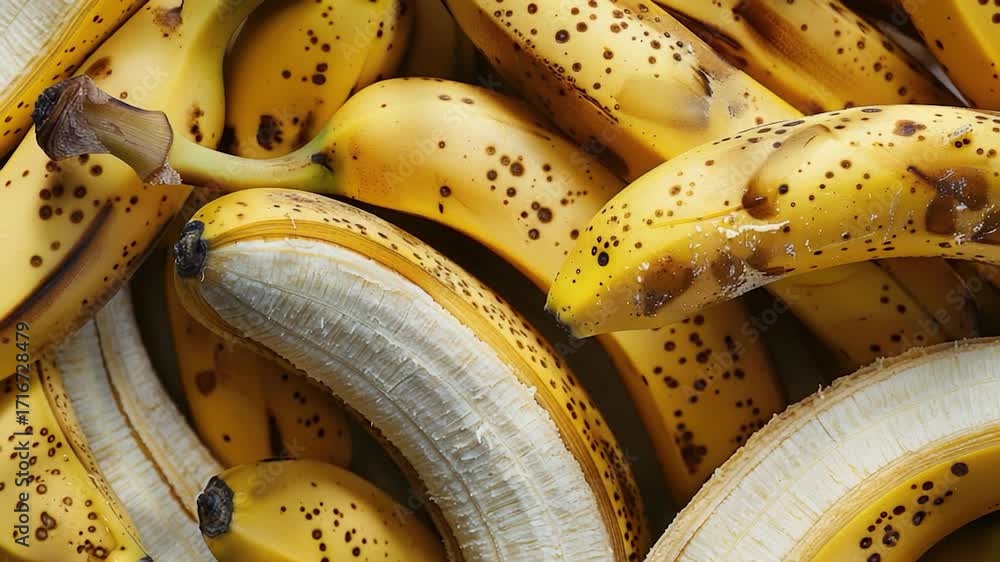 Poster a pile of ripe bananas stacked on top of each other for display or storage