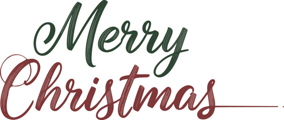 Merry Christmas typography with grunge texture, vintage holiday lettering in red and green