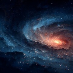 Fototapeta premium Cosmic Embrace: A breathtaking view of a vibrant galaxy, swirling with radiant colors and celestial light, invites exploration of the endless wonder.