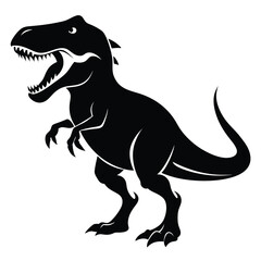 Silhouette of Tyrannosaurus Rex with Open Mouth and Sharp Teeth, Standing Tall