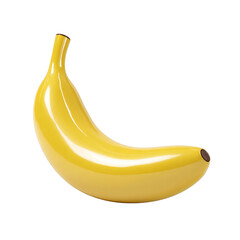 A single, bright yellow banana isolated on a clean transparent background, showcasing its smooth peel and curved shape, perfect for foodrelated concepts and designs