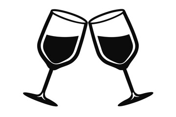 Two Wine Glasses Toasting with Dark Liquid Silhouette for Celebrations and Gatherings