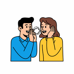 Whispering Secret A man shares a secret with a woman, conveying a hidden message