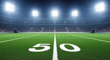 american football stadium field ready for game night excitement