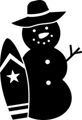 Summer Christmas Sand Snowmen silhouette design.
Holiday Beach Snowman flat vector illustration isolated.
Transparent background. svg.