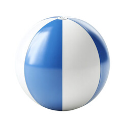 A classic blue and white inflatable beach ball isolated on a transparent background, perfect for summer fun and outdoor activities